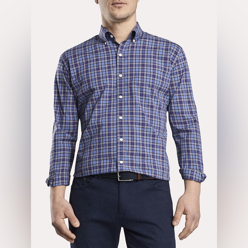 Peter Millar Mountainside Half Moon Bay Tartan Sport Button Down Shirt Large - Picture 1 of 8